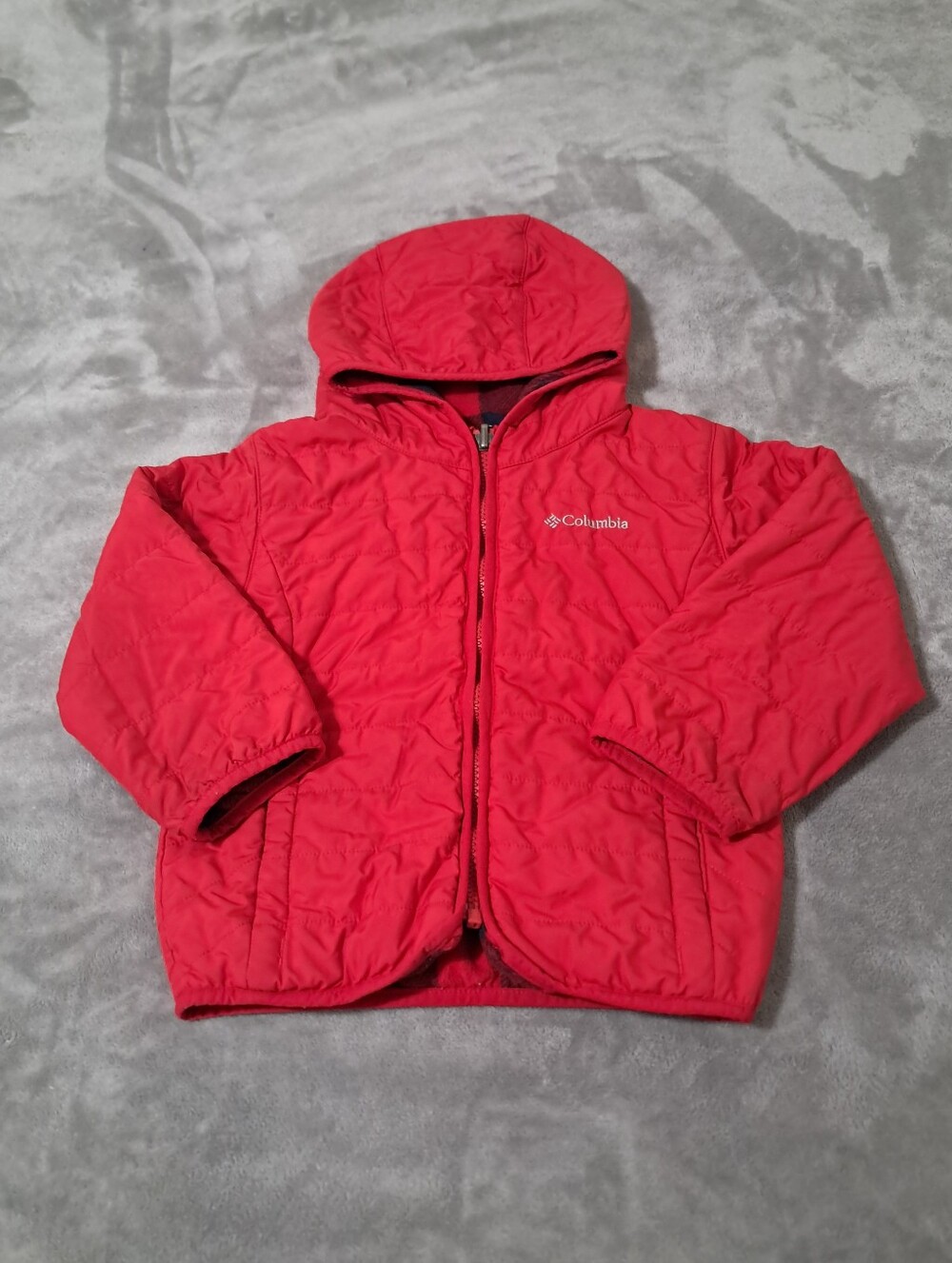 Columbia Kids Red Hooded Puffer Fleece Reversible Jacket Sz. 4T